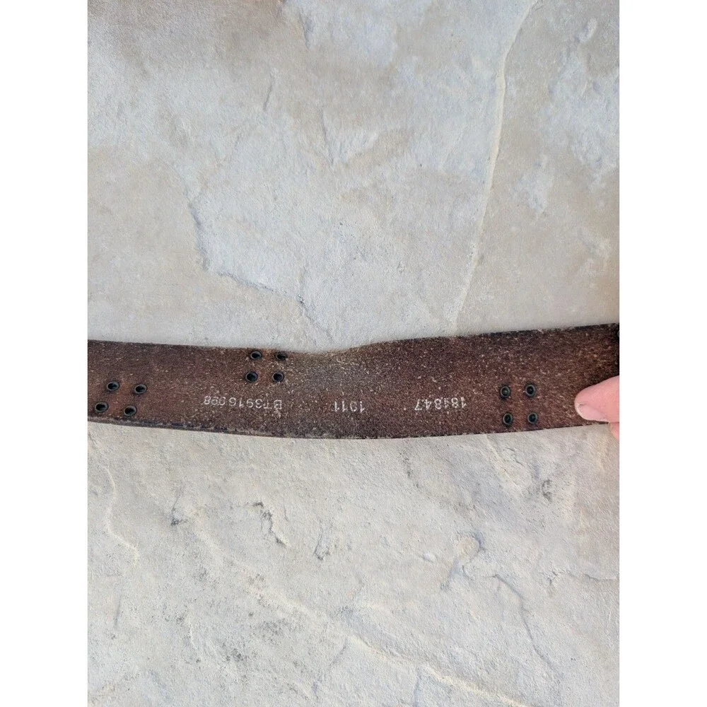 Fossil Belt Leather Patchwork Brass Rivets and Buckle Small 37 inches
